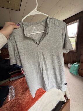 Kenneth Cole Light Gray Short-Sleeve Henley Polo